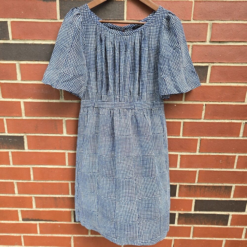 Banana Republic Blue Geo Print Silk Mini Dress Size 6 Medium Silk 100%